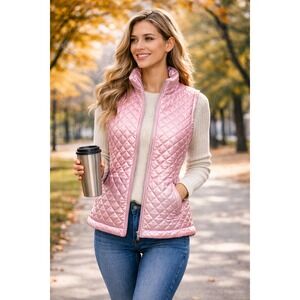Marc NY Performance Pink Quilted Puffer Vest | Lightweight Zip Front Women's M